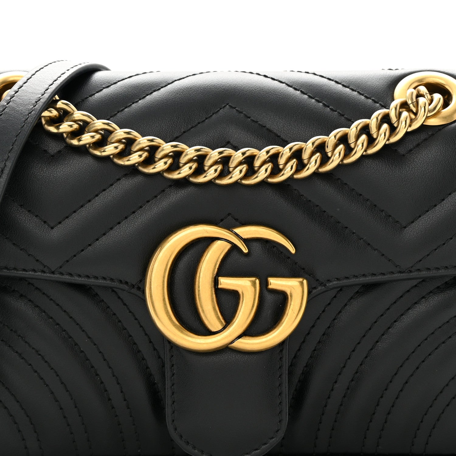 Gucci Calfskin Matelasse Mini GG Marmont Shoulder Bag Black 8 of 16