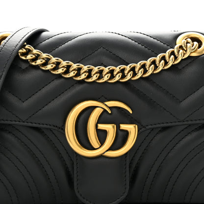 Gucci Calfskin Matelasse Mini GG Marmont Shoulder Bag Black 8 of 16