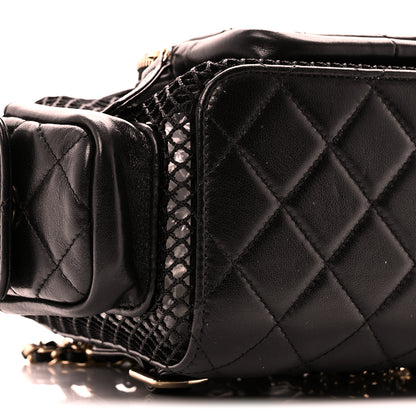 Chanel Shiny Lambskin Mesh Quilted Small Cargo Duma Drawstring Backpack Black 9 of 10