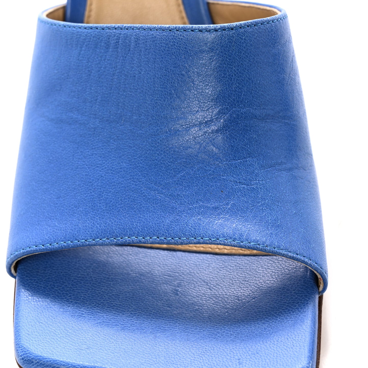 Lambskin Stretch Mule Sandals 37 Aquarium