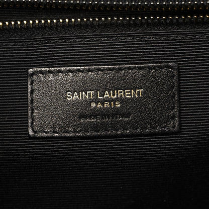 Saint Laurent Grain De Poudre Textured Mixed Matelasse Large Triquilt Monogram Satchel Black 6 of 9