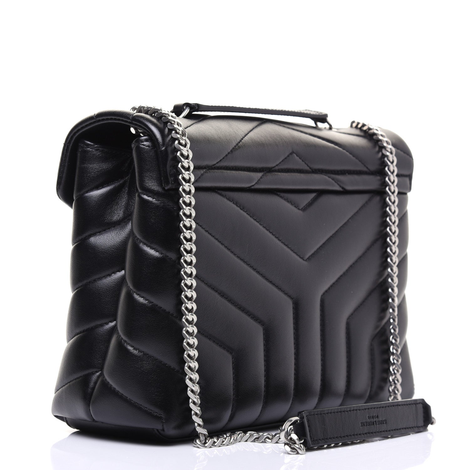 Saint Laurent Calfskin Y Quilted Monogram Small Loulou Chain Satchel Black 3 of 16