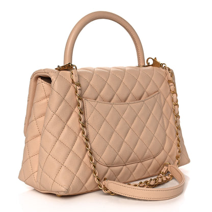 Chanel Caviar Quilted Small Coco Handle Flap Beige 3 of 12