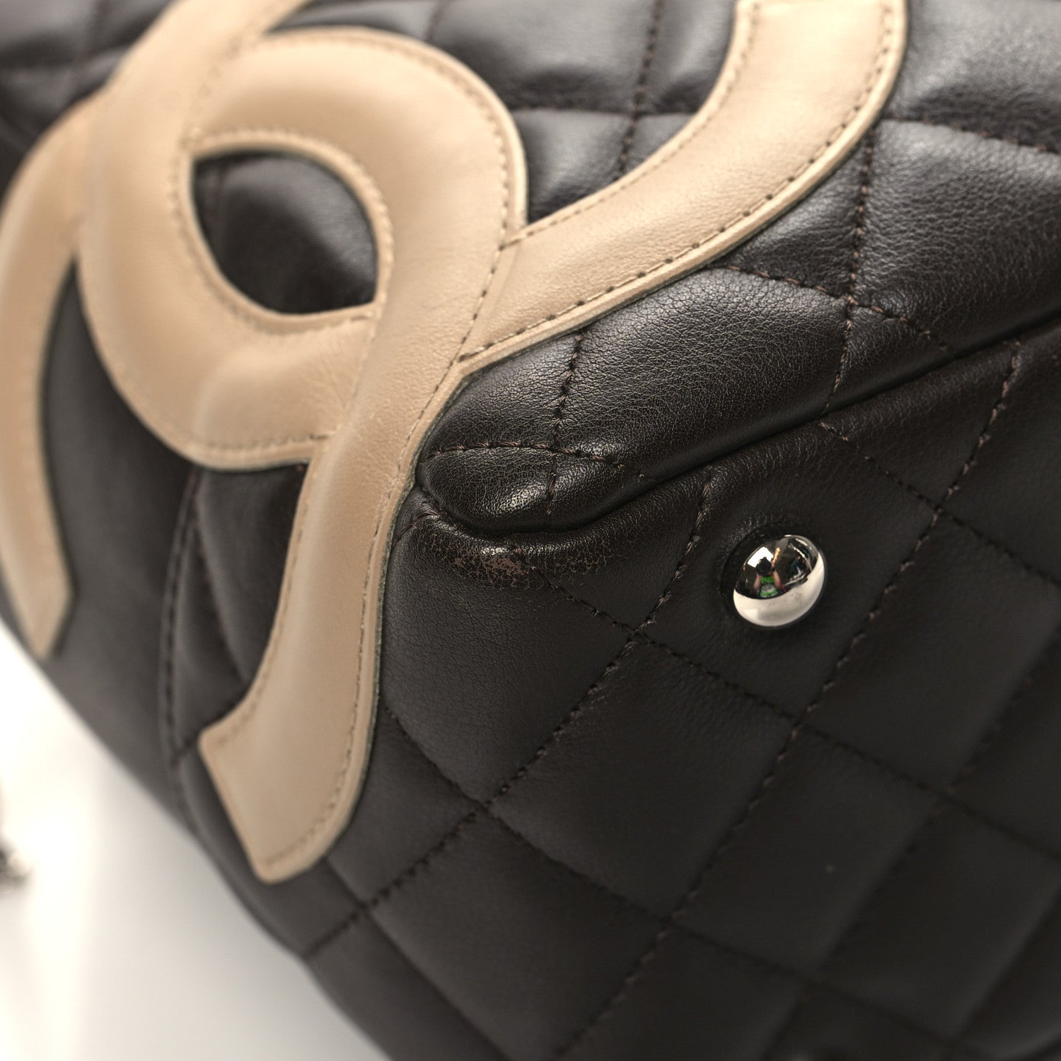 Chanel Calfskin Quilted Cambon Large Bowler Brown Beige 9 of 13