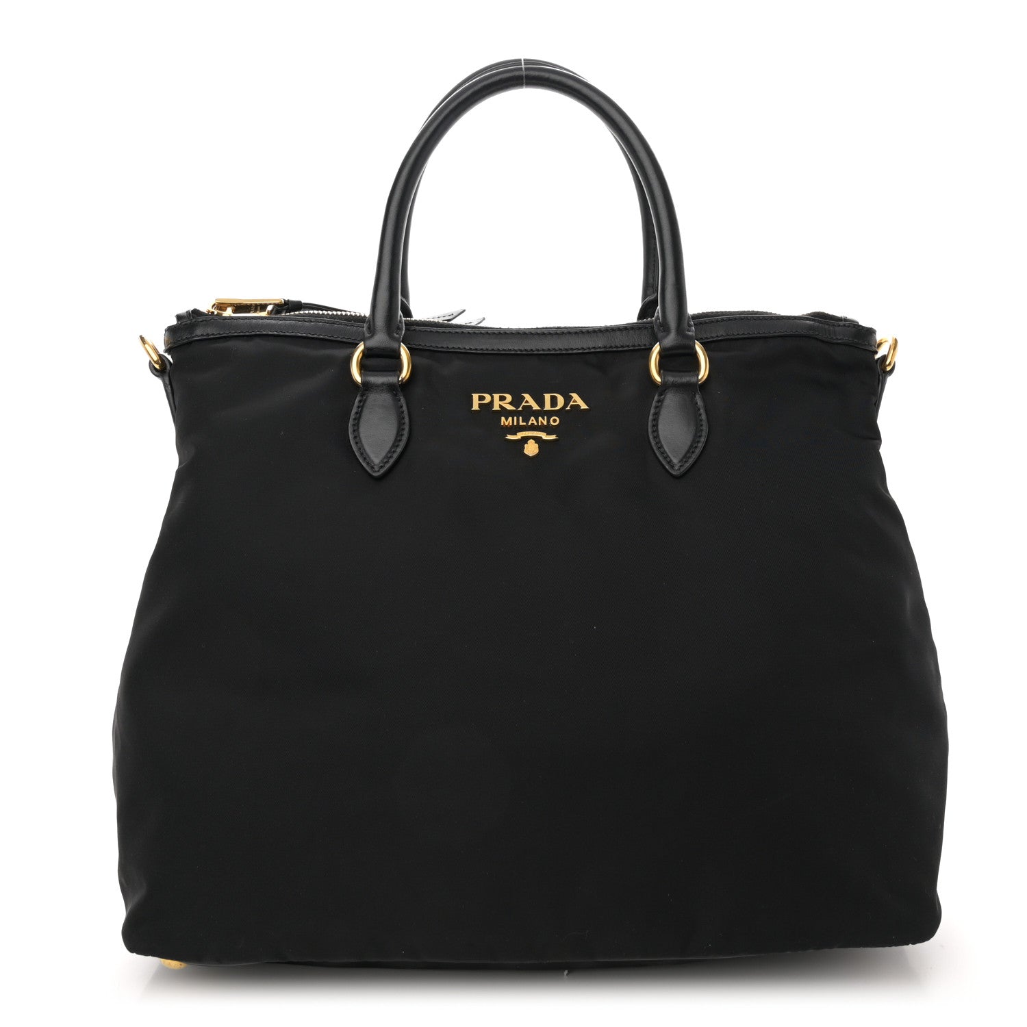 Prada Tessuto Nylon Soft Calfskin Tote Black 1 of 13