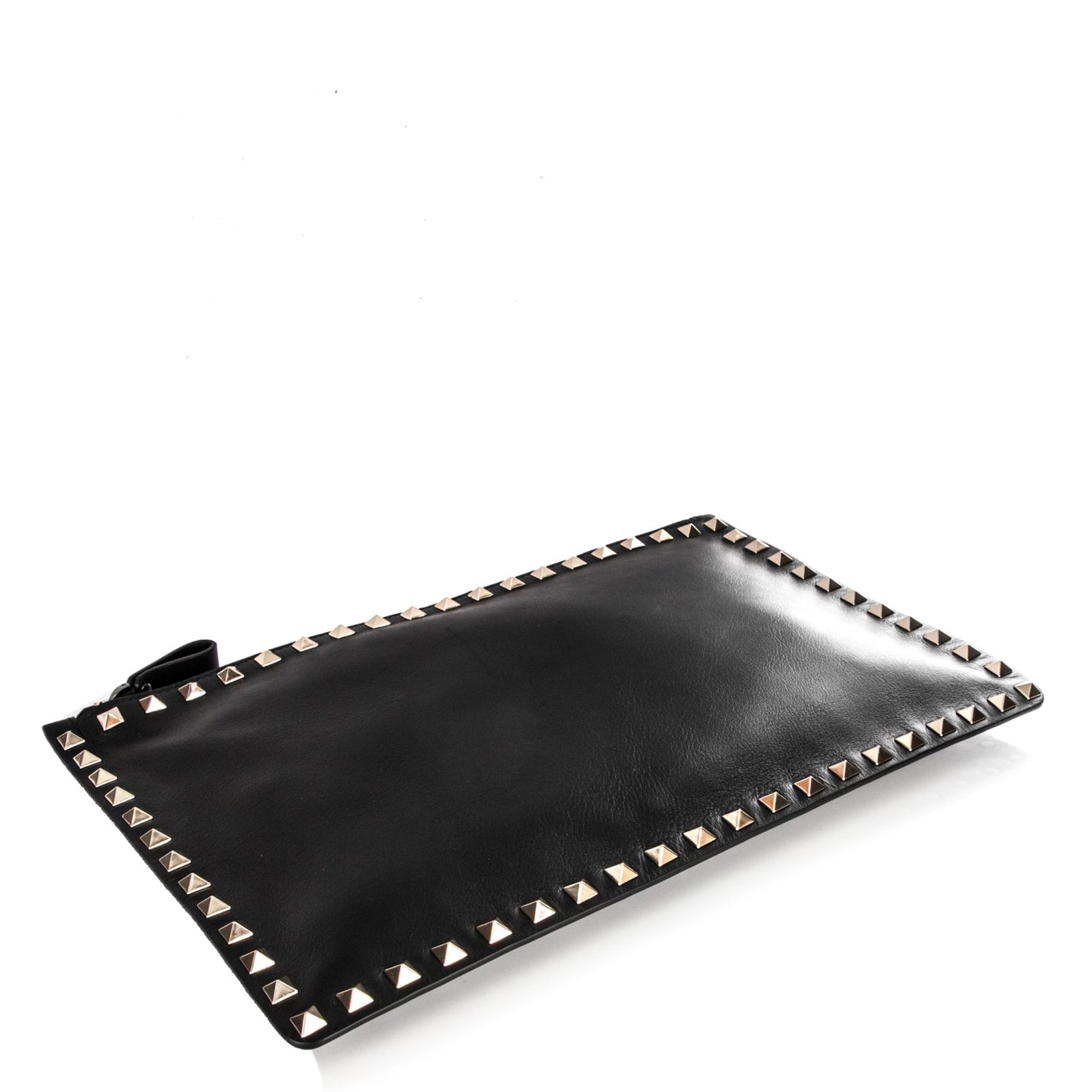 Vitello Large Rockstud Zip Pouch Black