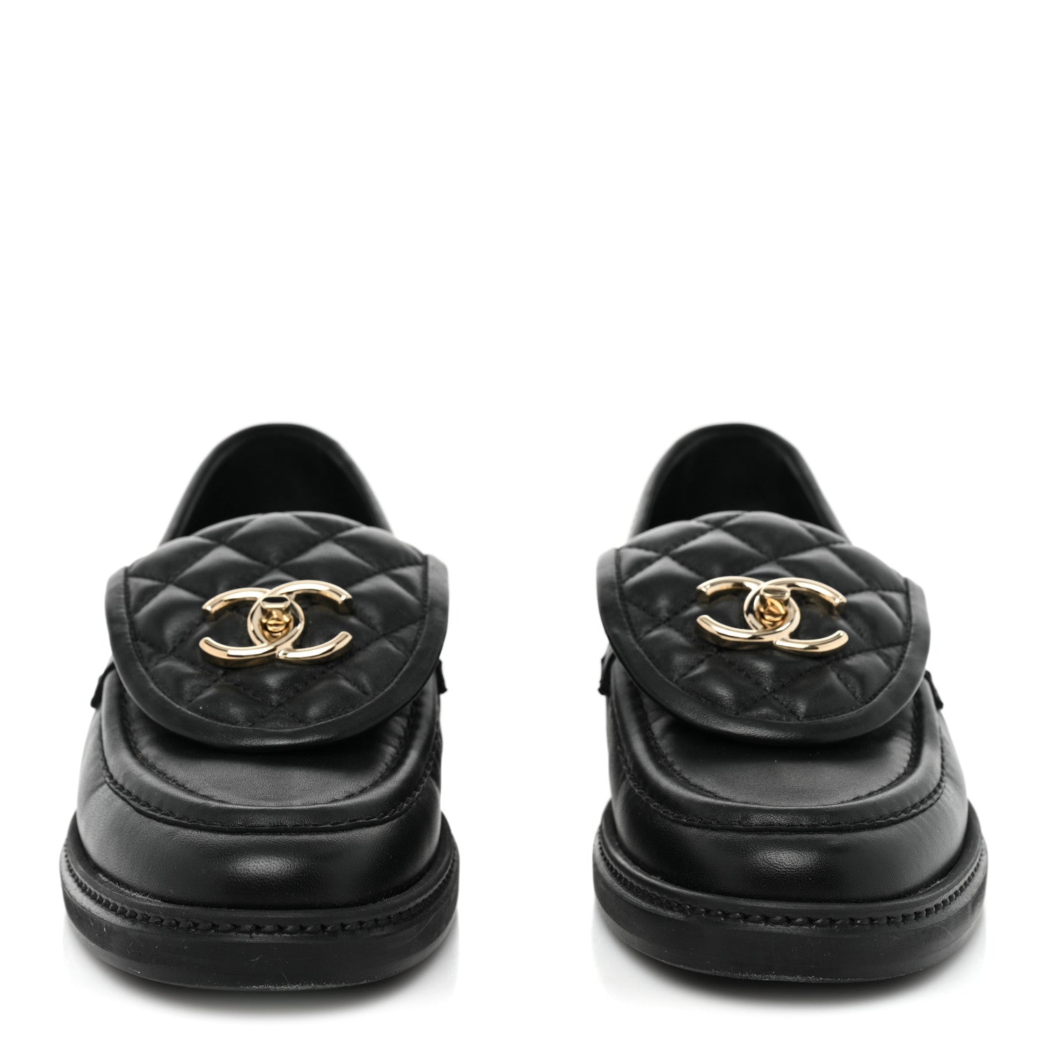 Chanel Lambskin Quilted CC Turnlock Loafers 36.5 Black 2 of 9