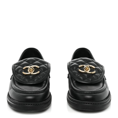 Chanel Lambskin Quilted CC Turnlock Loafers 36.5 Black 2 of 9