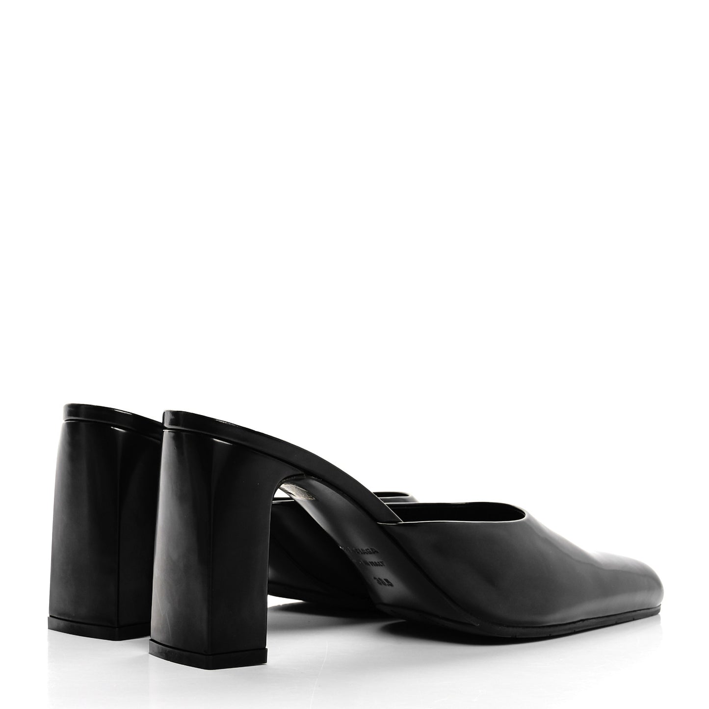 Patinated Calfskin Mule Pumps 38.5 Black