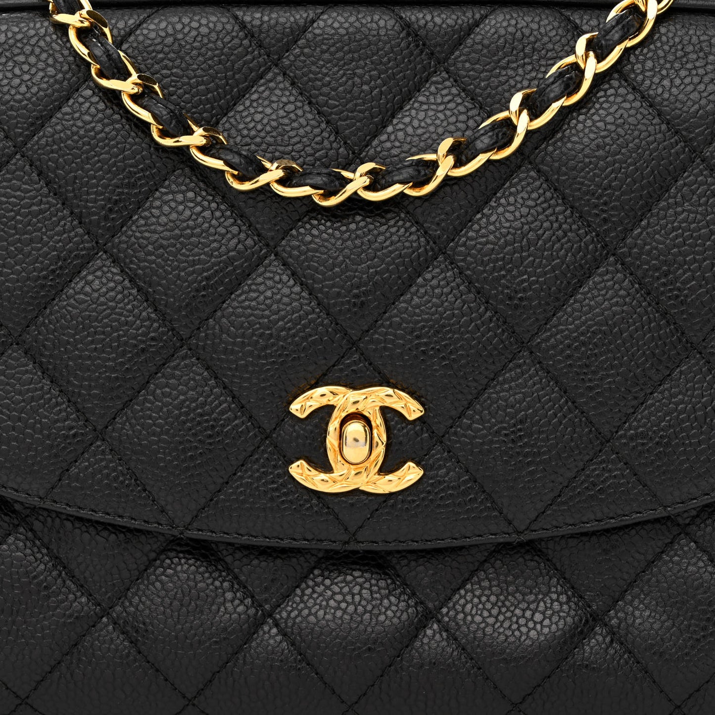 Caviar Quilted Camera Case Black