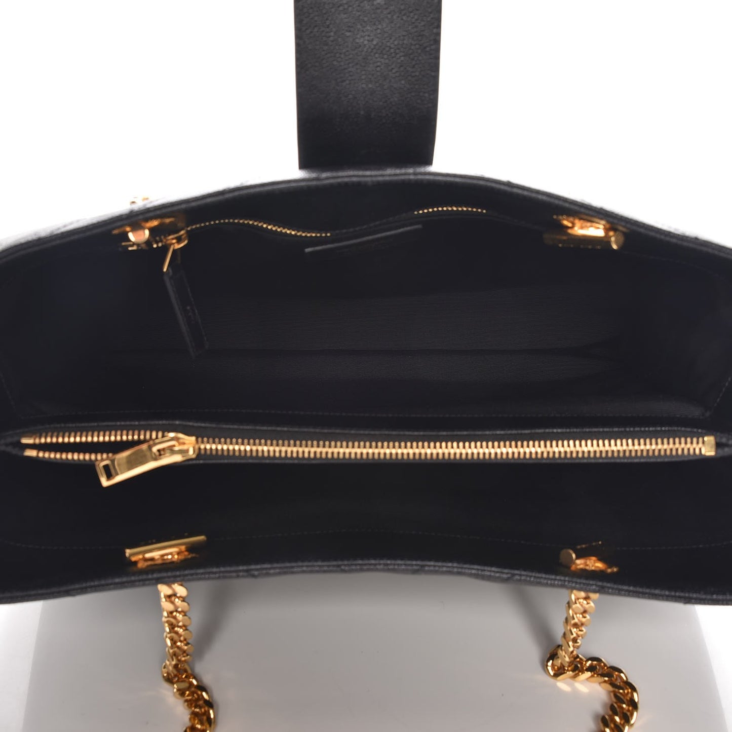 Grain De Poudre Matelasse Chevron Monogram Shopping Bag Black