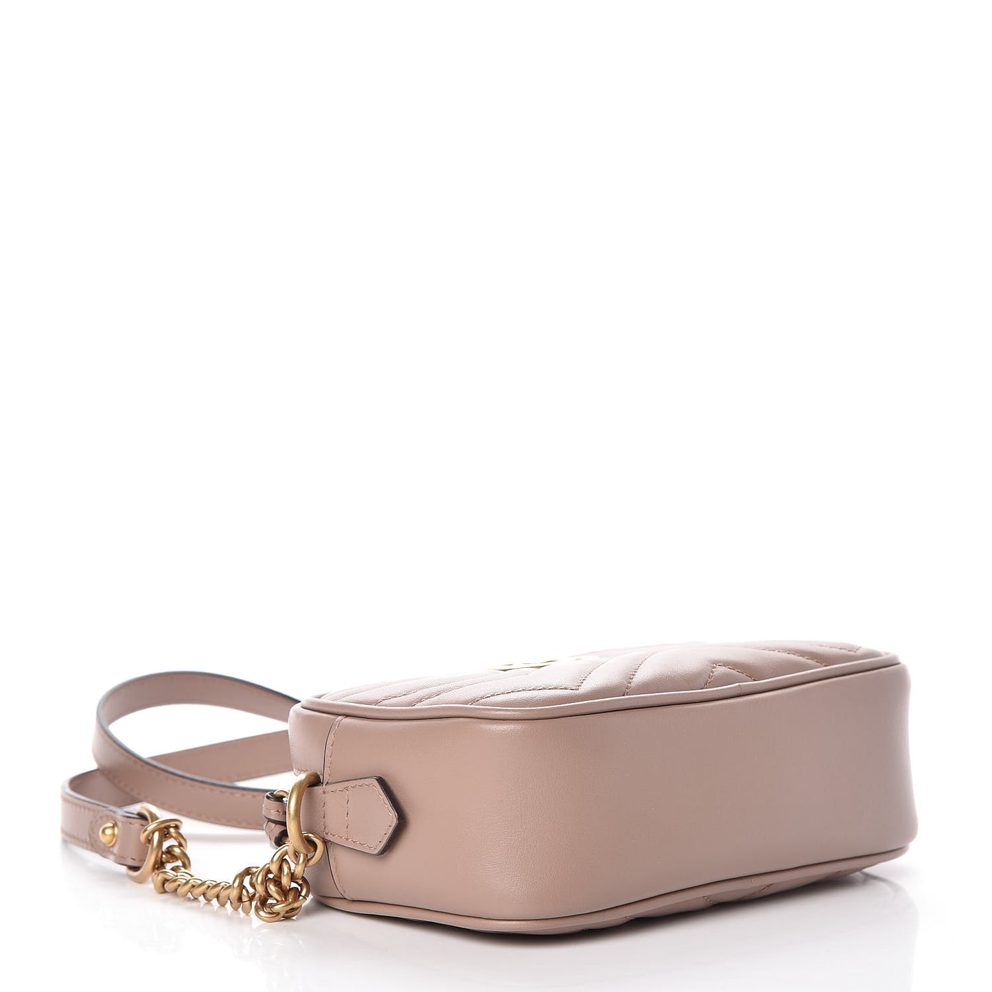 Calfskin Matelasse Mini GG Marmont Chain Shoulder Bag Nude