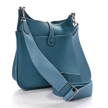Hermes Taurillon Clemence Evelyne III PM Blue Jean 3 of 9