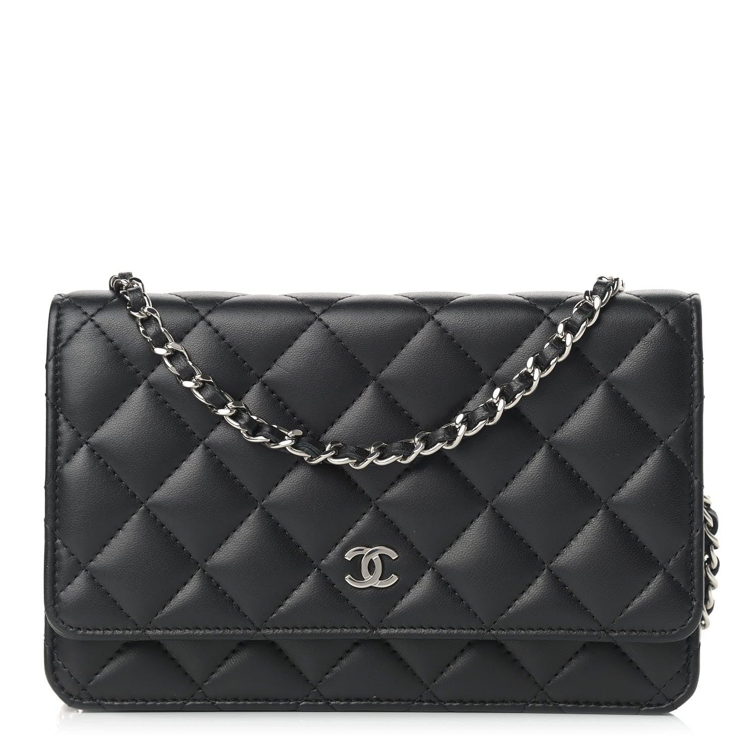 Chanel Lambskin Quilted Wallet On Chain WOC Black 1 of 12