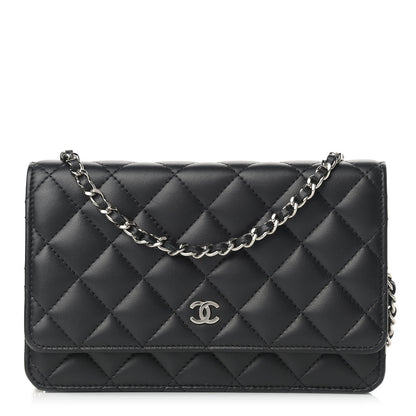Chanel Lambskin Quilted Wallet On Chain WOC Black 1 of 12