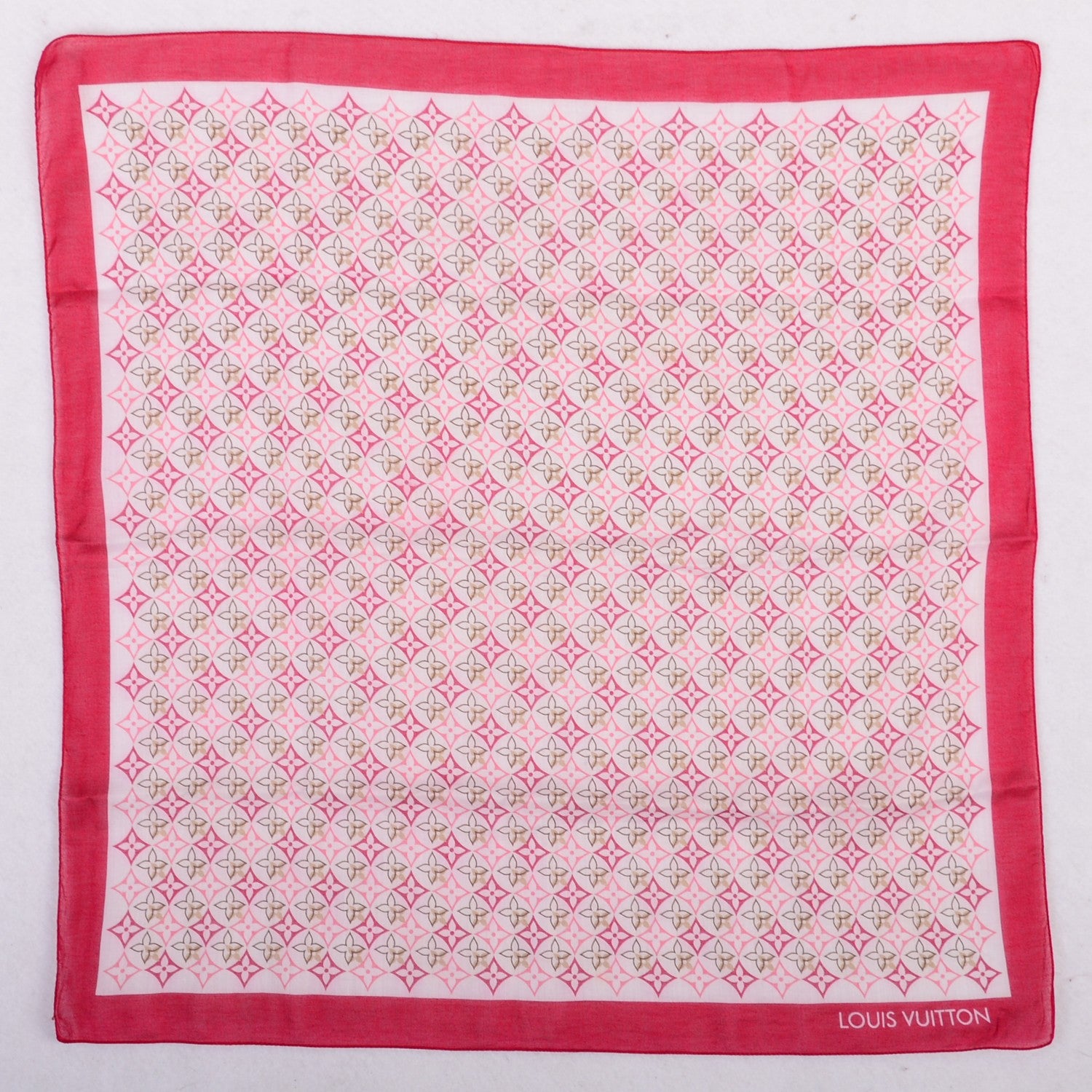 Louis Vuitton Cotton Monogram Voile Square Scarf Red 2 of 4