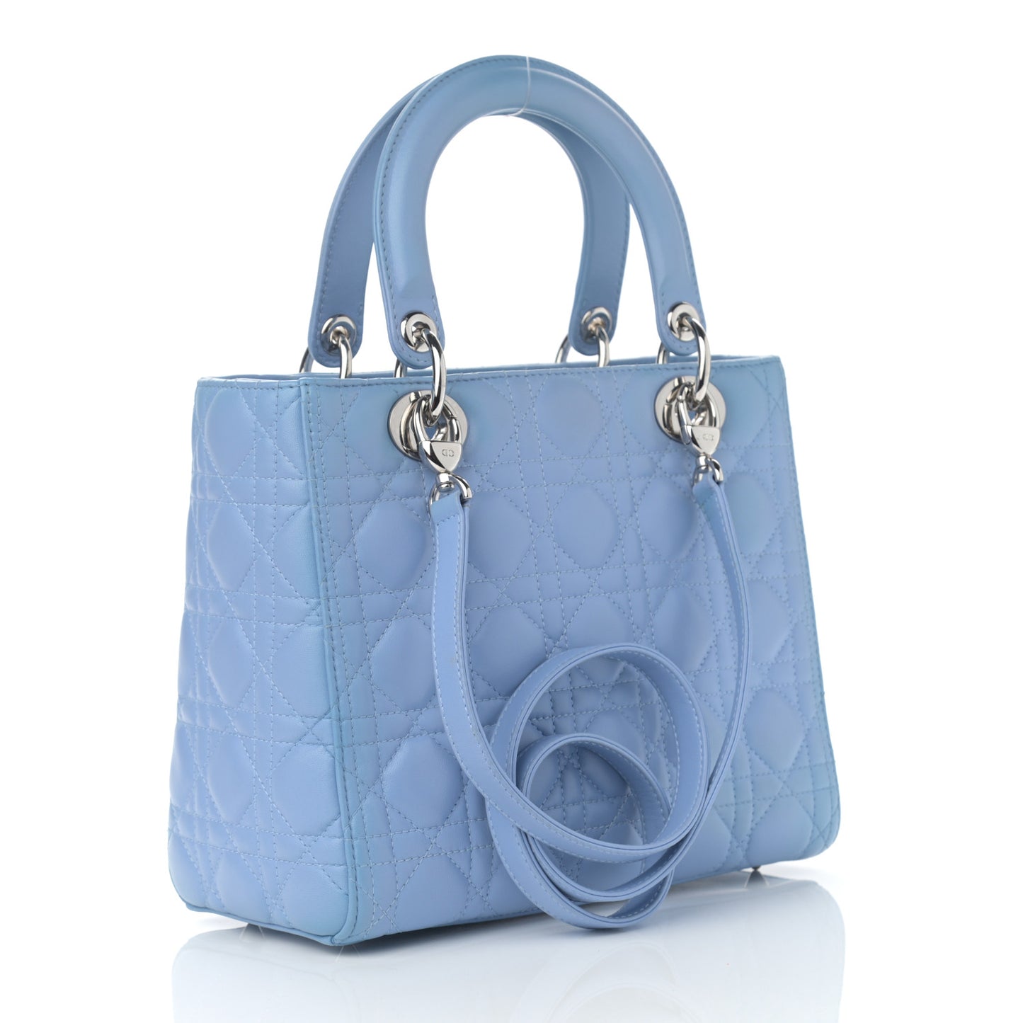 Lambskin Cannage Medium Lady Dior Light Blue