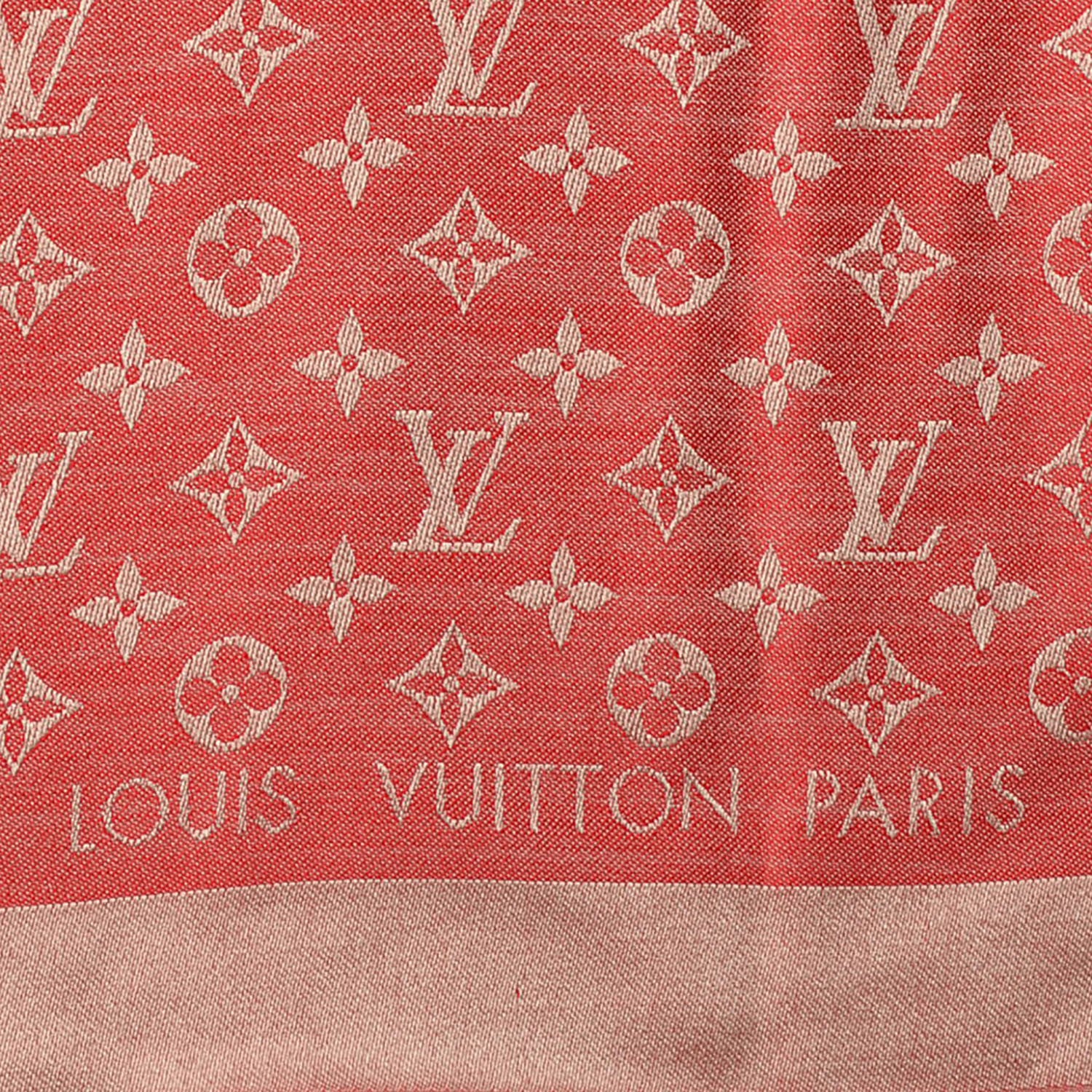 Louis Vuitton Silk Wool Monogram Denim Shawl Piment 4 of 5