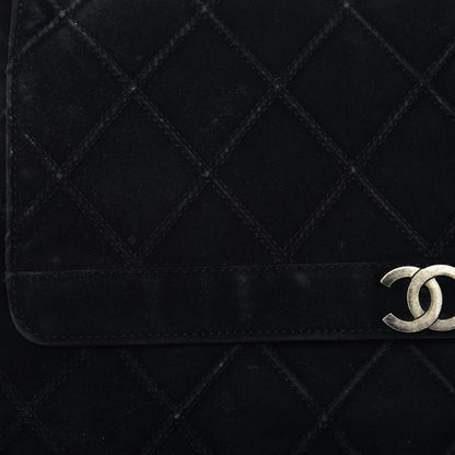 Chanel Suede Quilted Flap Shoulder Bag Black 11 of 11