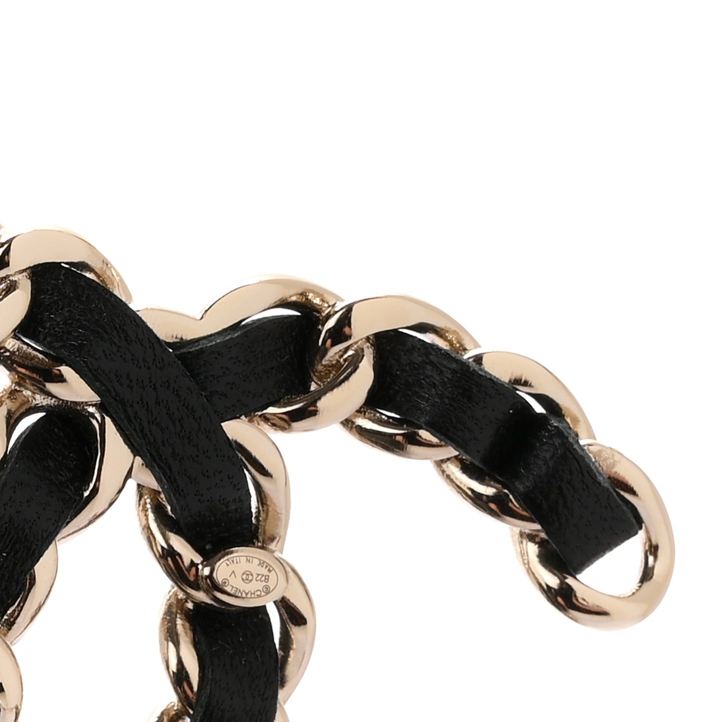 Lambskin Chain CC Brooch Black Gold