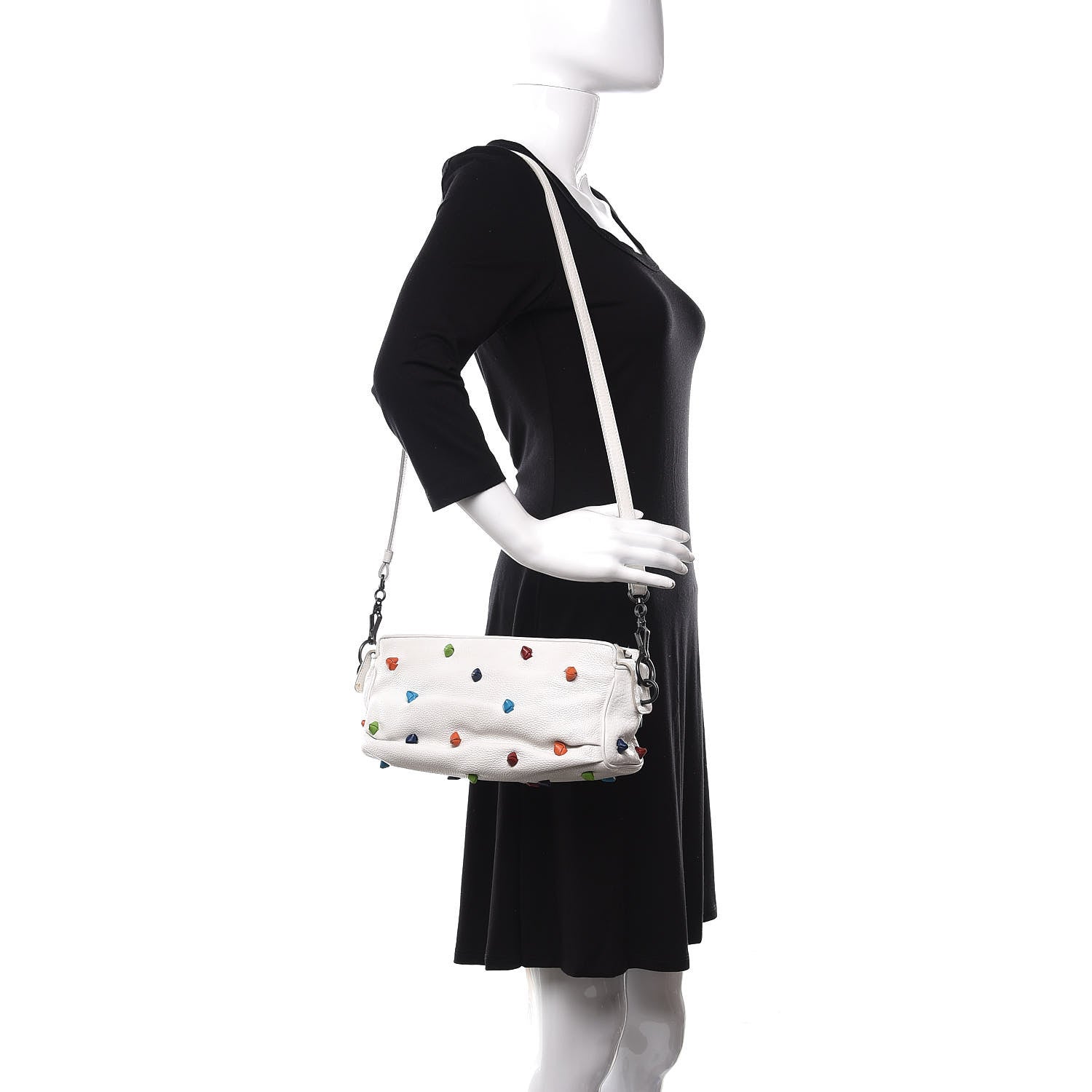 Bottega Veneta Grained Calfskin Toggle Crossbody White Multicolor 2 of 13