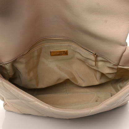 Chanel Lambskin Quilted Maxi Chanel 19 Flap Light Beige 5 of 9