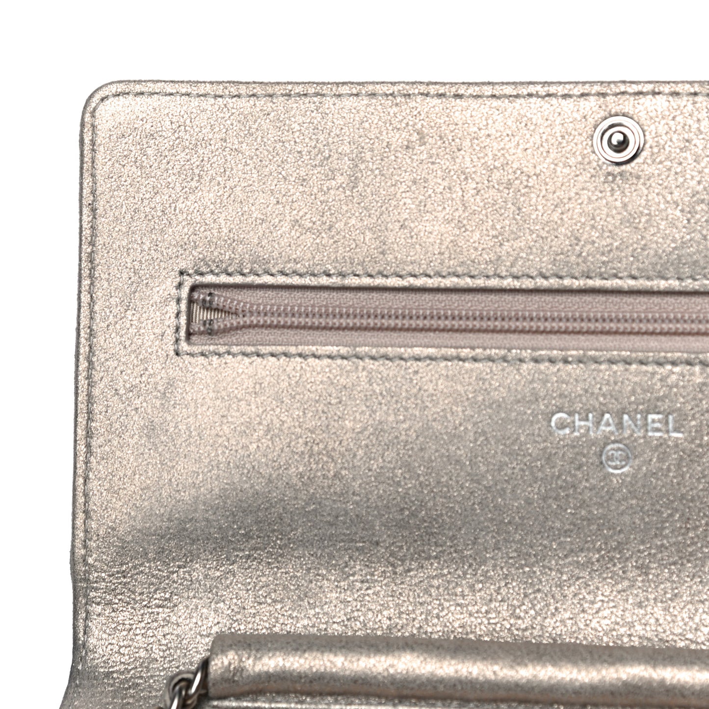 Iridescent Calfskin Quilted Wallet on Chain WOC Gold
