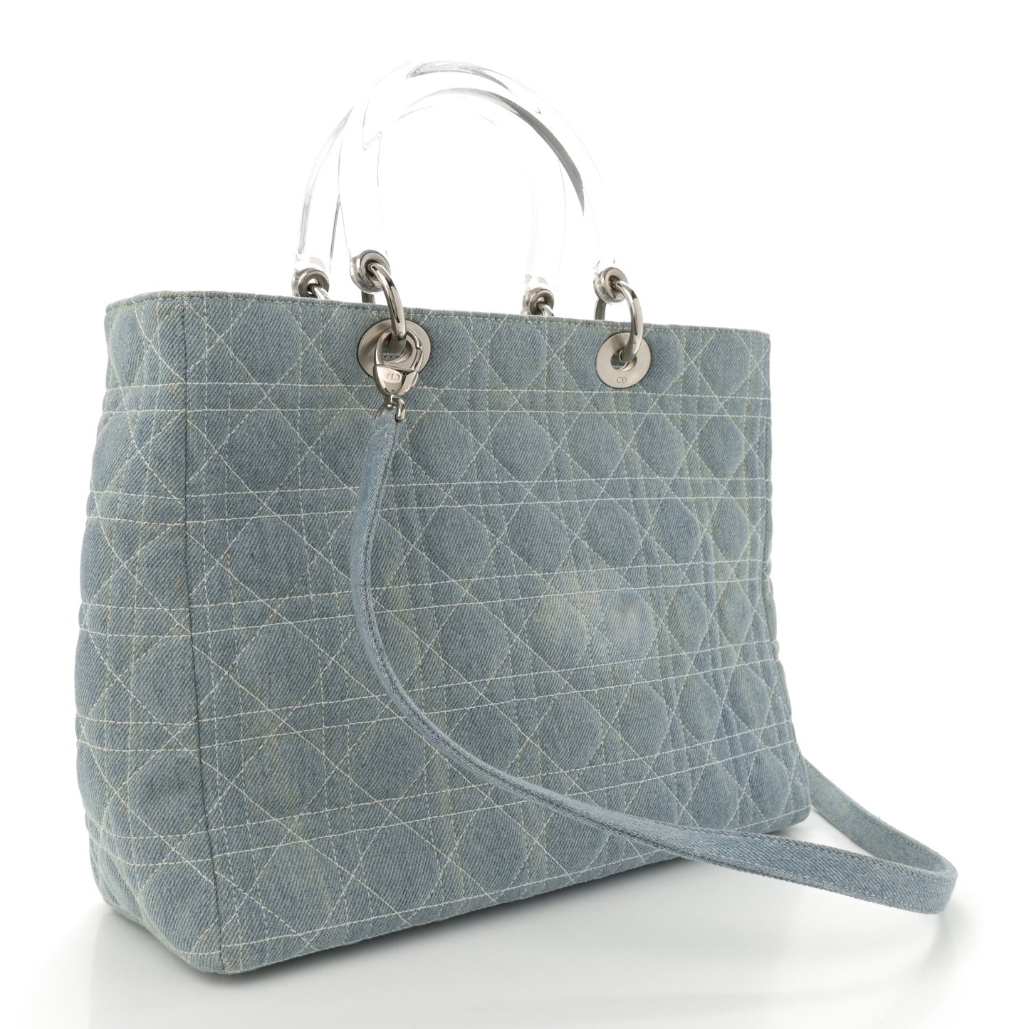 Denim Cannage Large Lady Dior Light Blue