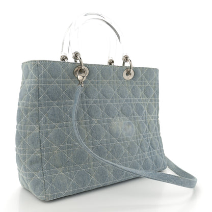 Christian Dior Denim Cannage Large Lady Dior Light Blue 3 of 12