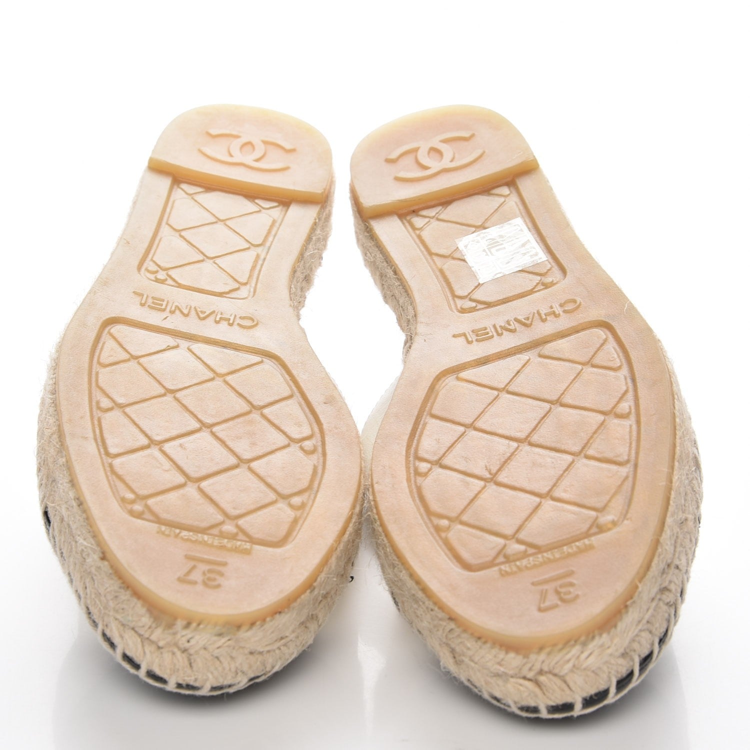 Chanel Iridescent Goatskin CC Espadrille Mules 37 Ivory Black 5 of 10
