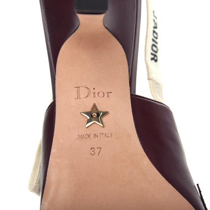 Christian Dior Lambskin Ribbon Flower Embroidered J'Adoir Slingback 65mm Pumps 37 Rouge Black 9 of 10