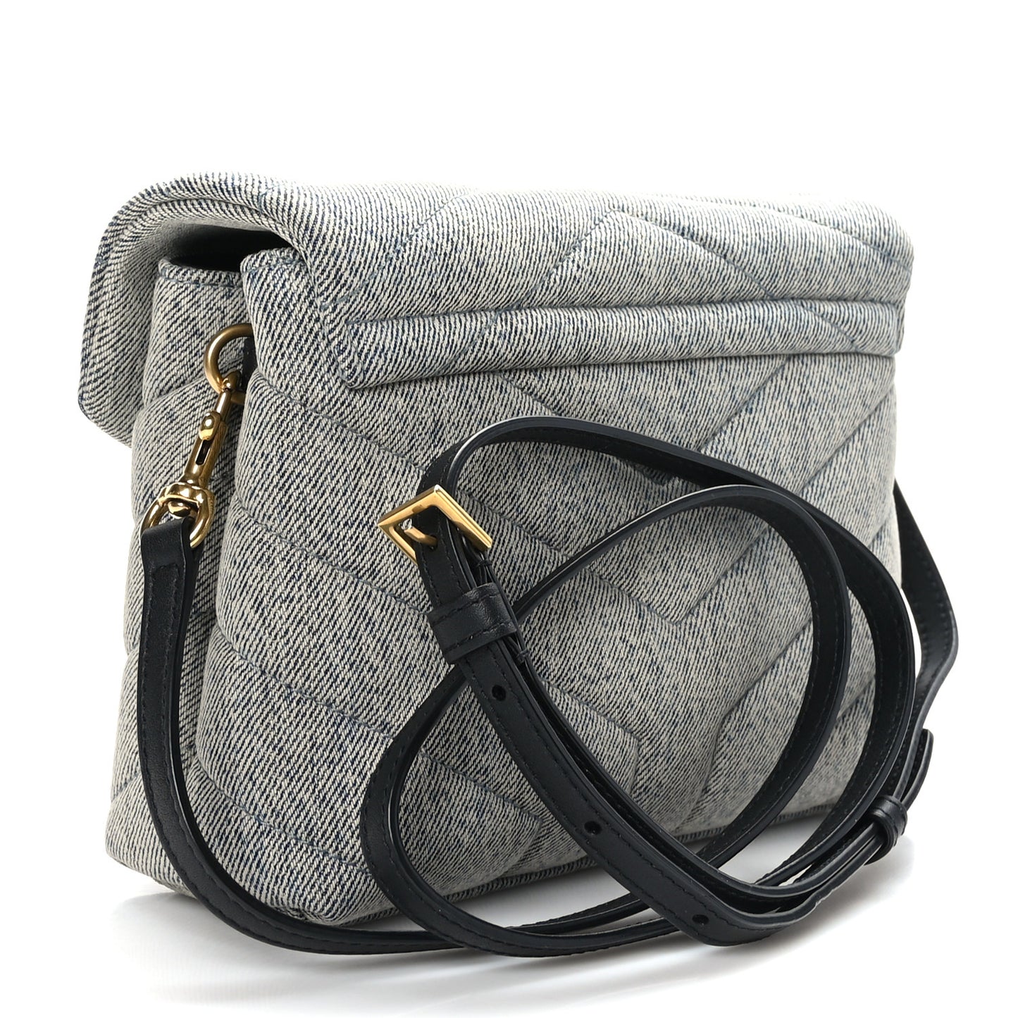 Denim Y Quilted Monogram Toy Loulou Crossbody Bag Grey