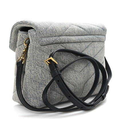 Saint Laurent Denim Y Quilted Monogram Toy Loulou Crossbody Bag Grey 3 of 10