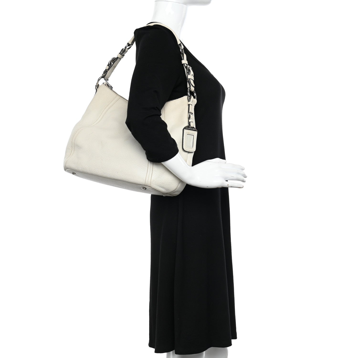Prada Vitello Daino Hobo White 2 of 26