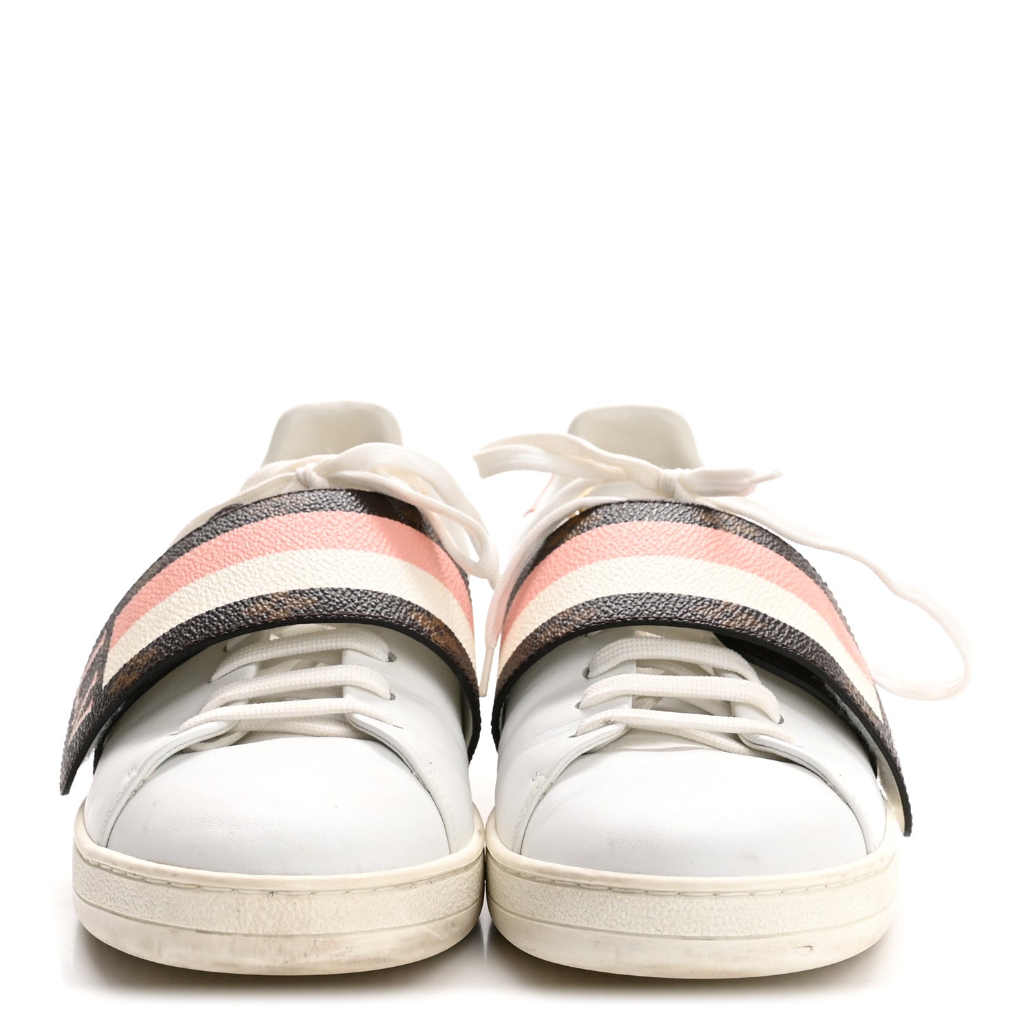 Louis Vuitton Calfskin Monogram Striped Frontrow Sneakers 38.5 White 3 of 11