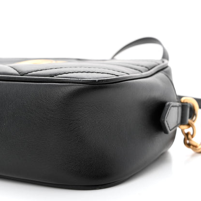 Gucci Calfskin Matelasse Small GG Marmont Chain Shoulder Bag Black 12 of 14