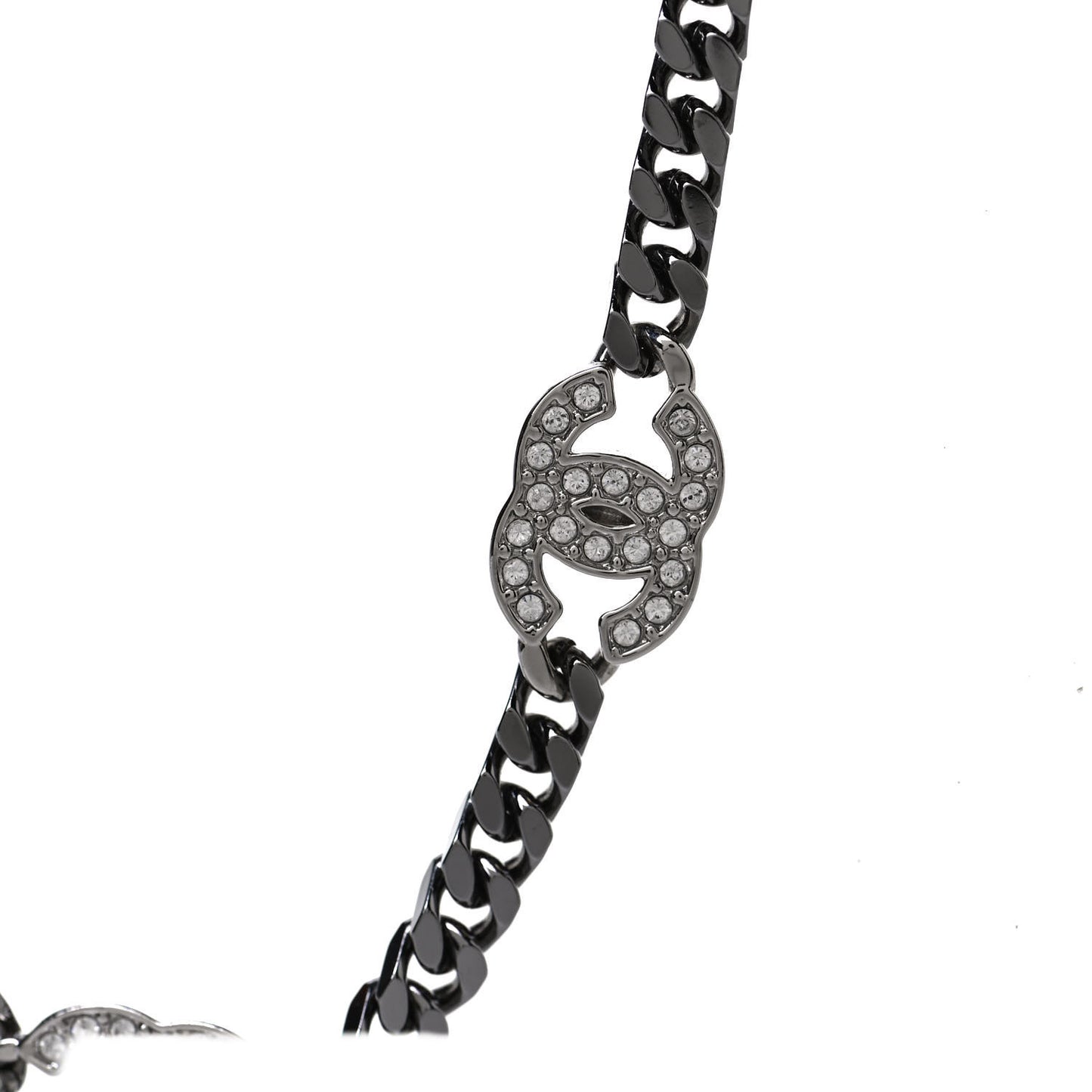 Metal Strass CC Chain Belt 90 Ruthenium