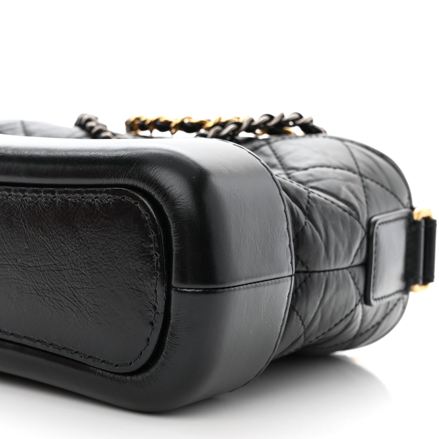 Aged Calfskin Quilted Small Gabrielle Hobo Black