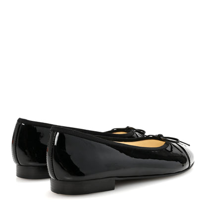 Chanel Patent Cap Toe Ballerina Flats 36 Black 5 of 9