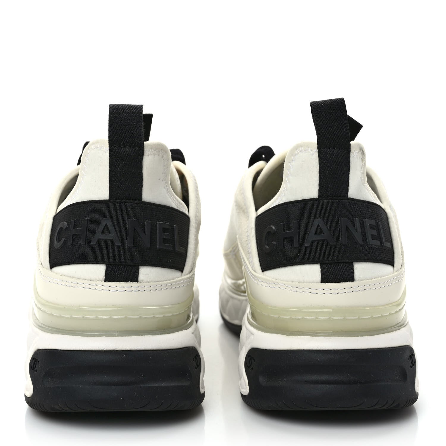 Chanel Velvet Calfskin Mixed Fibers CC Sneakers 37.5 Ivory Black 5 of 9