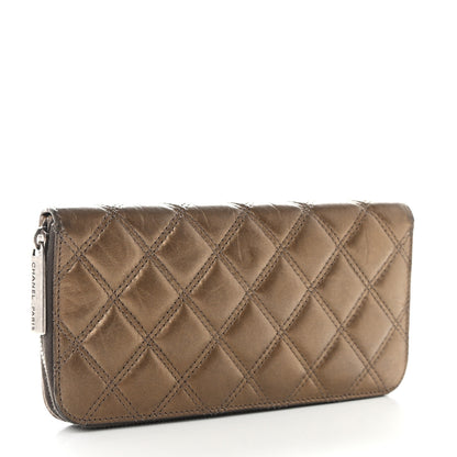 Chanel Metallic Aged Calfskin Quilted Paris New York PNY Wallet Dark Gold 3 of 8