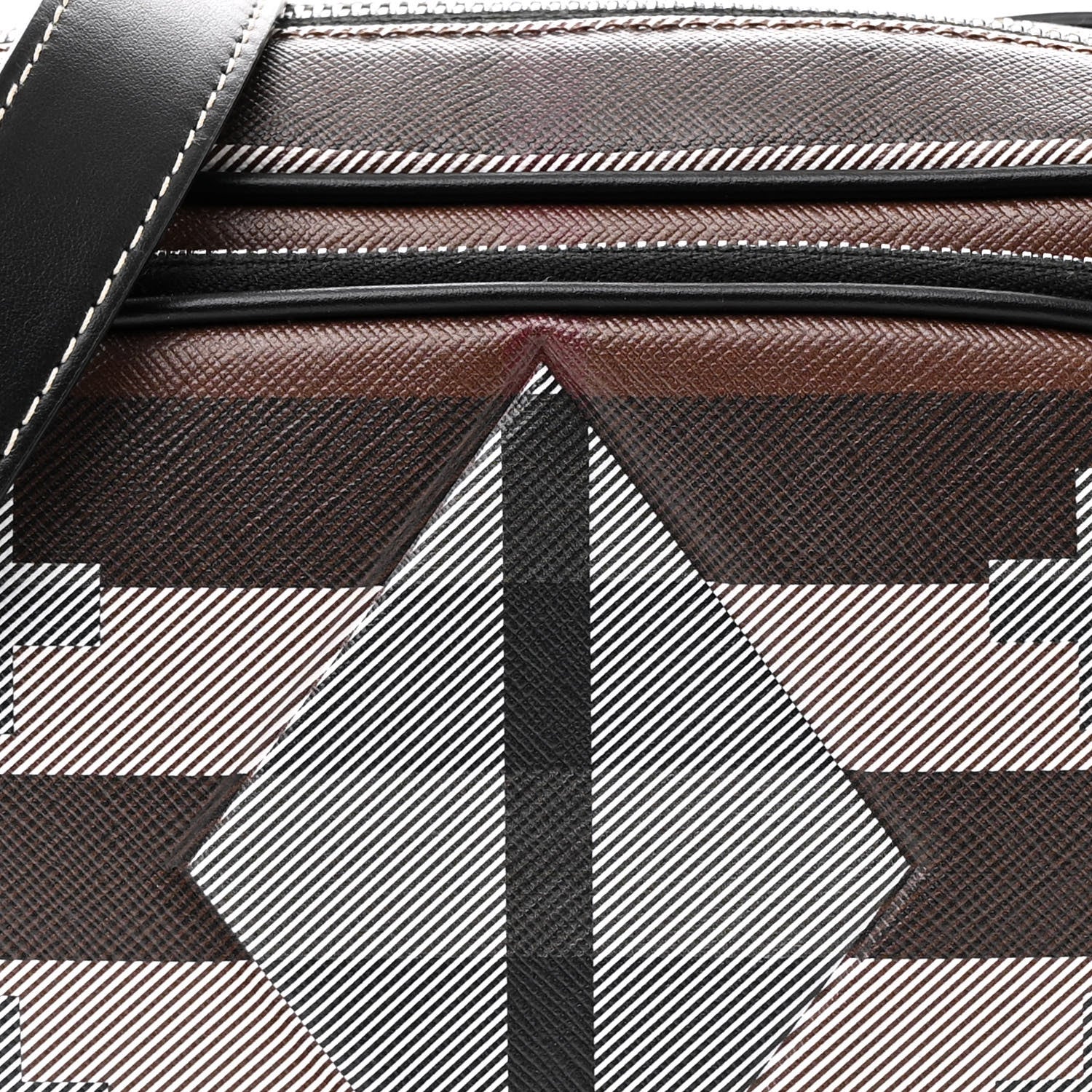 Burberry E-Canvas Calfskin Geometric Check Paddy Messenger Dark Birch Brown White 9 of 13