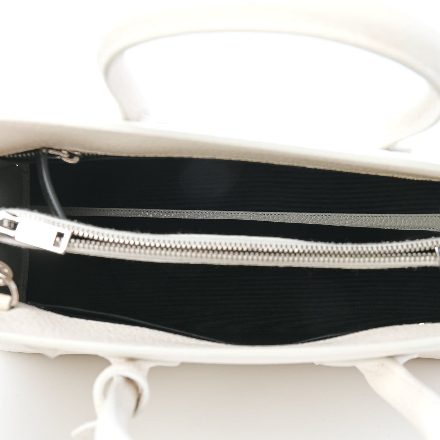 Grained Calfskin Small Sac De Jour Dove White