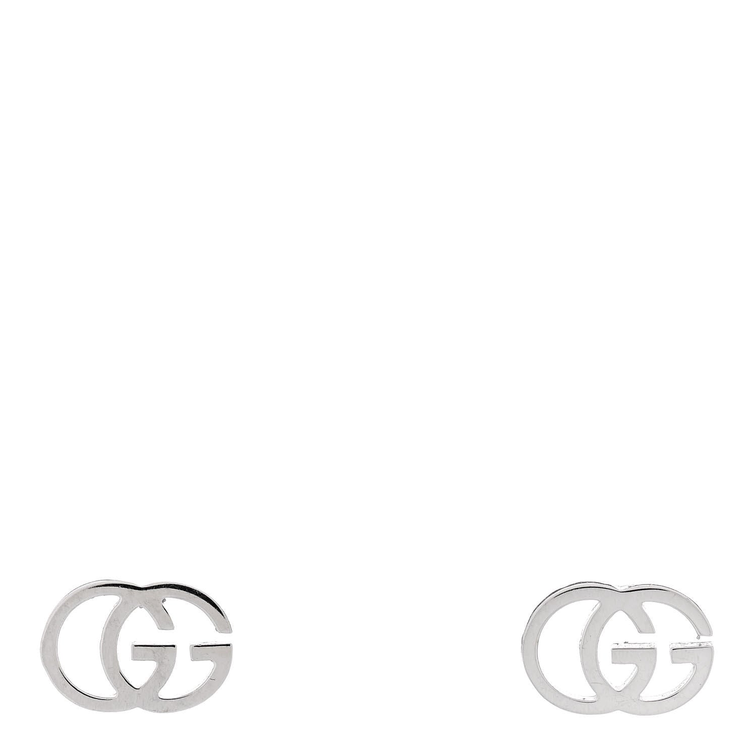 Gucci 18K White Gold GG Tissue Stud Earrings 1 of 5