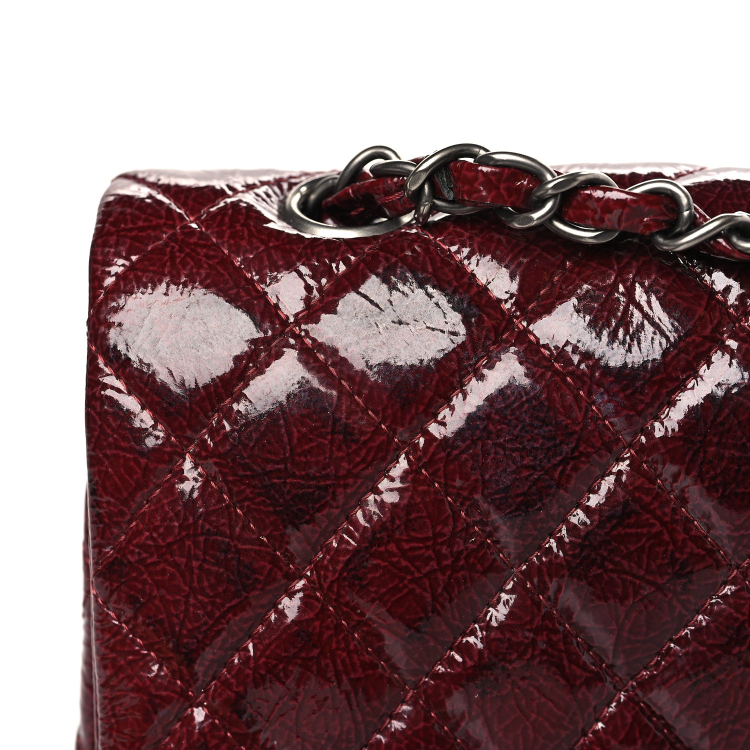 Chanel Patent Calfskin Quilted Medium Double Flap Burgundy 13 of 13