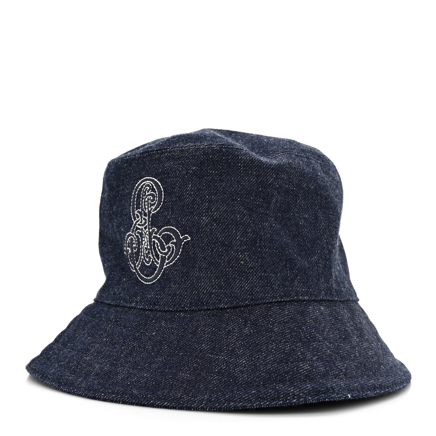Cotton Denim Embroidered Harper Emile Bucket Hat 56 Indigo