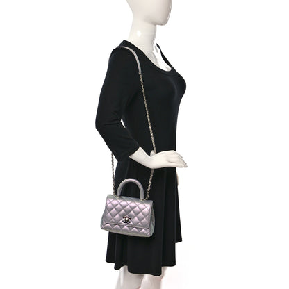 Chanel Iridescent Caviar Quilted Extra Mini Coco Handle Flap Purple 2 of 11