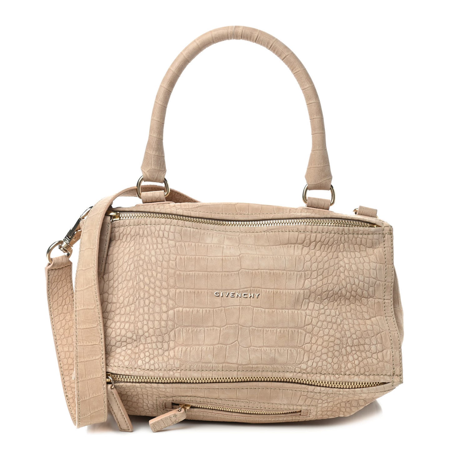 Nubuck Crocodile Embossed Medium Pandora Beige