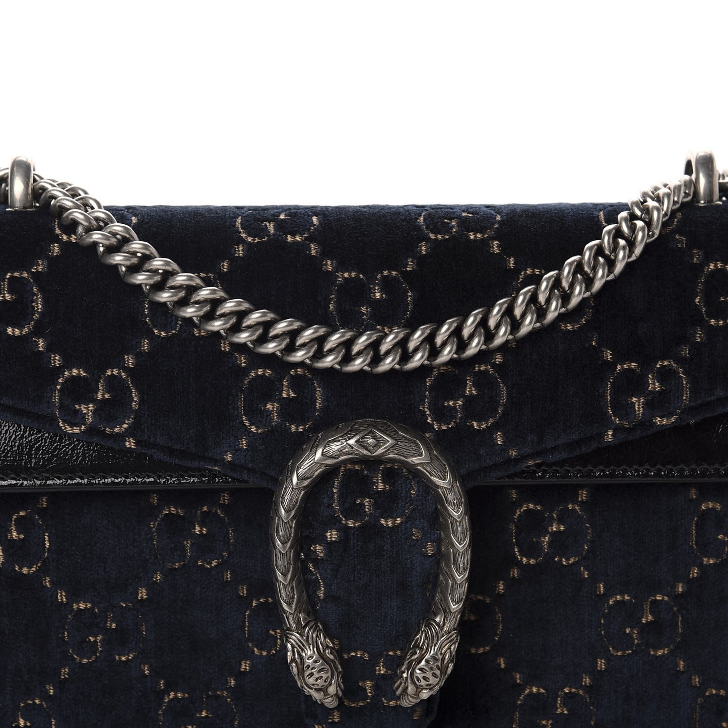 Velvet Skipper GG Monogram Small Dionysus Shoulder Bag Blue Beige Black