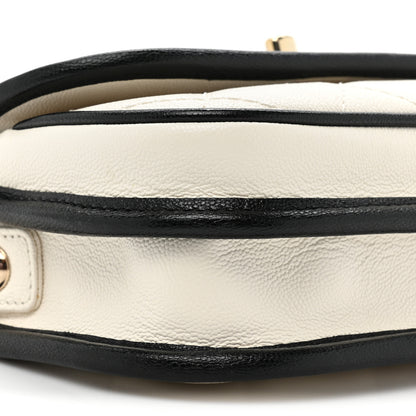 Chanel Caviar Quilted Mini Round Messenger Flap White Black 10 of 10